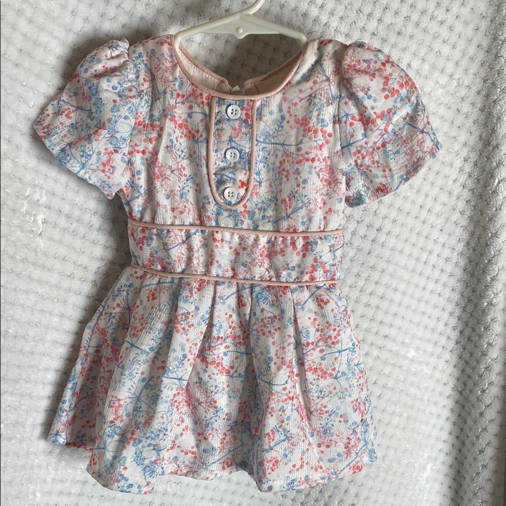 Cortigiani Floral Baby Dress with Buttons